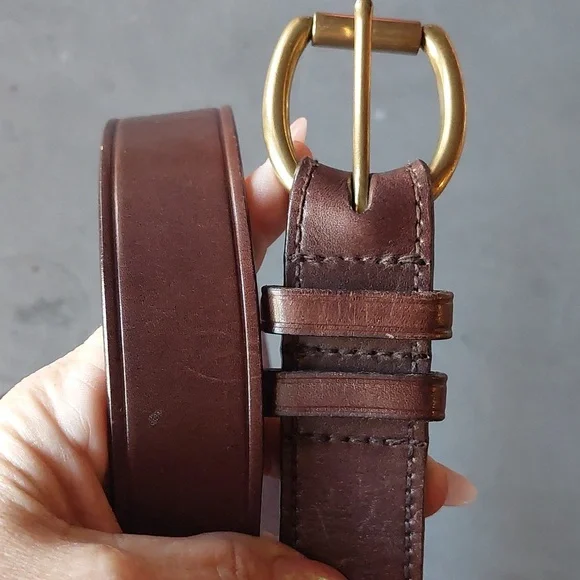 Ralph Lauren Brown Leather Belt with Gold Buckle - Picture 4 of 5